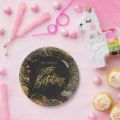 Elegant zwart en goud glitter 80ste verjaardagsfee papieren bordje (Feest)