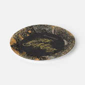 Elegant zwart en goud glitter 80ste verjaardagsfee papieren bordje (Gekanteld)