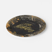 Elegant zwart en goud glitter 85e verjaardagsfeest papieren bordje (Gekanteld)