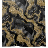 Elegant zwart en goud Glitter Agaat Patroon Douchegordijn (Voorkant)