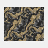 Elegant zwart en goud Glitter Agaat Patroon Fleece Deken (Voorkant (Horizontaal))