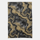 Elegant zwart en goud Glitter Agaat Patroon Theedoek (Verticaal)