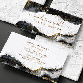 Elegant zwart en goud glitter agaat visitekaartje