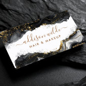 Elegant zwart en goud glitter agaat visitekaartje