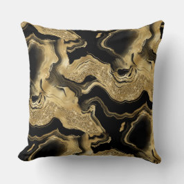 Elegant zwart en goud glitter agaatpatroon kussen