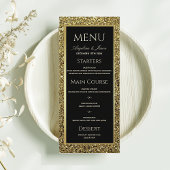 Elegant Zwart en Goud Glitter Bruiloft Menu