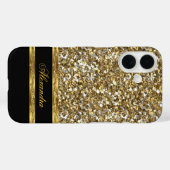 Elegant Zwart en Goud Glitter Case-Mate iPhone Case (Achterkant (horizontaal))