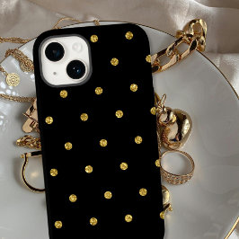 Elegant zwart en goud Glitter Dot Patroon Case-Mate iPhone 14 Hoesje