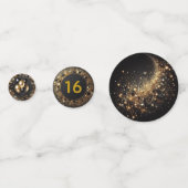 Elegant Zwart en Goud Glitter Gefeliciteerd Confetti (Voorkanten)