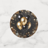 Elegant Zwart en Goud Glitter Gefeliciteerd Confetti (Kleine voorkant)