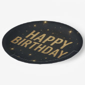 Elegant zwart en goud glitter Happy Birthday Papieren Bordje (Gekanteld)