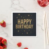 Elegant zwart en goud glitter Happy Birthday Servet (Insitu)