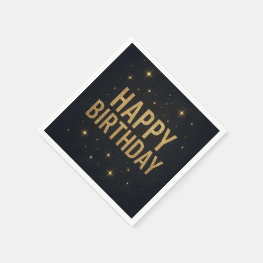 Elegant zwart en goud glitter Happy Birthday Servet (Hoek)