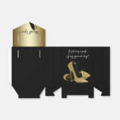 Elegant Zwart en Goud Glitter High Heel Schoen Bedankdoosjes (Uitgevouwen)