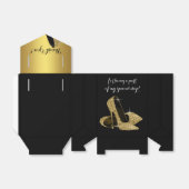 Elegant Zwart en Goud Glitter High Heel Schoen Bedankdoosjes (Uitgevouwen)