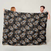 Elegant Zwart en Goud Glitter Leaves Patroon