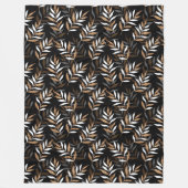 Elegant Zwart en Goud Glitter Leaves Patroon Fleece Deken (Voorkant)