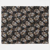 Elegant Zwart en Goud Glitter Leaves Patroon Fleece Deken (Voorkant (Horizontaal))