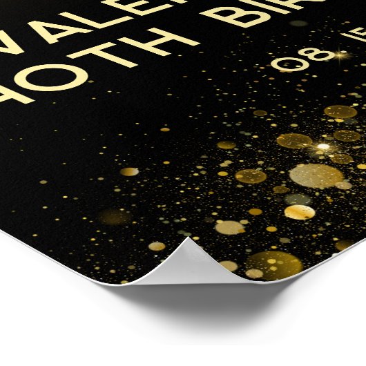 Elegant zwart en goud glitter neongloed welkom poster (Hoek)