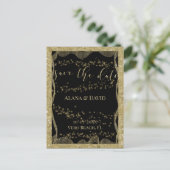 Elegant zwart en goud glitter Save the Date Aankondigingskaart (Staand voorkant)