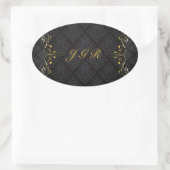 Elegant Zwart en Goud  Goud Kant Lijst 3 Ovale Sticker (Tas)