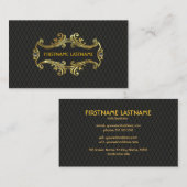 Elegant Zwart en Goud  Goud Kant Lijst Visitekaartje (Voorkant / Achterkant)