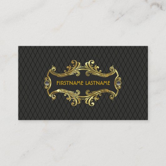 Elegant Zwart en Goud  Goud Kant Lijst Visitekaartje (Voorkant)