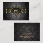 Elegant Zwart en Goud  Goud Kant Lijst Visitekaartje (Voorkant / Achterkant)