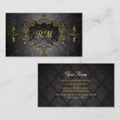 Elegant Zwart en Goud Goud Kant Lijst Visitekaartje (Voorkant / Achterkant)