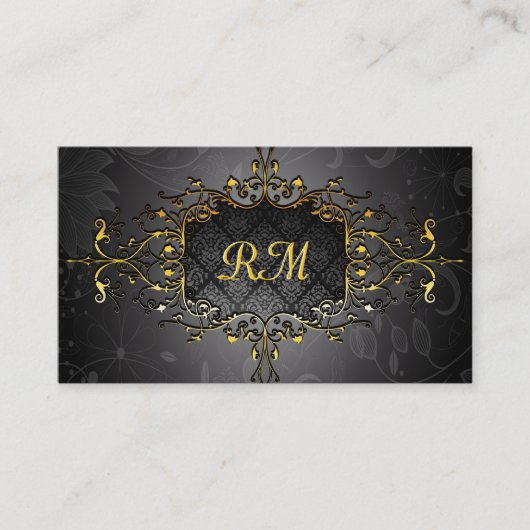 Elegant Zwart en Goud Goud Kant Lijst Visitekaartje (Voorkant)