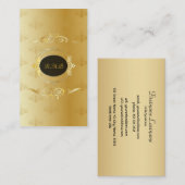 Elegant Zwart en Goud  Goud Kant Lijst Visitekaartje (Voorkant / Achterkant)
