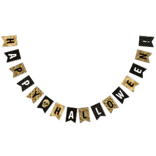 Elegant zwart en goud Halloween-feest Vlaggetjes