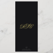 Elegant Zwart en Goud Hart Bloeien Bruiloft Menu (Achterkant)