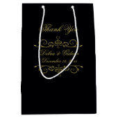 Elegant zwart en goud hart bloeien dank u medium cadeauzakje (Voorkant)