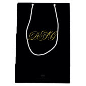 Elegant zwart en goud hart bloeien dank u medium cadeauzakje (Achterkant)