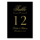 Elegant Zwart en Goud Hart Bloeiende Bruiloft Kaart (Achterkant)