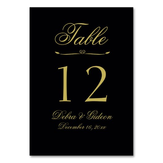 Elegant Zwart en Goud Hart Bloeiende Bruiloft Kaart (Achterkant)