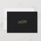 Elegant Zwart en Goud Hart Bloeiende Bruiloft RSVP Kaartje (Achterkant)