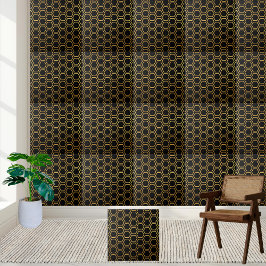 Elegant zwart en goud Honeycomb Hexagon patroon Tegeltje