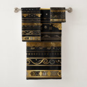 Elegant zwart en goud horizontaal gestreept bad handdoek (Insitu)