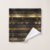 Elegant zwart en goud horizontaal gestreept bad handdoek (Wasdoekje)