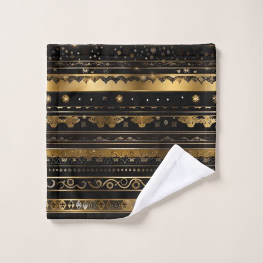 Elegant zwart en goud horizontaal gestreept bad handdoek (Wasdoekje)