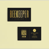 Elegant Zwart en Goud Imker QR Code & Logo Visitekaartje