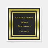 Elegant zwart en goud ingelijst Man 50e verjaardag Servetten (Voorkant)