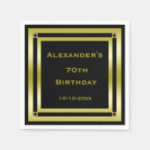 Elegant zwart en goud ingelijst Man 70e verjaardag Servetten (Voorkant)