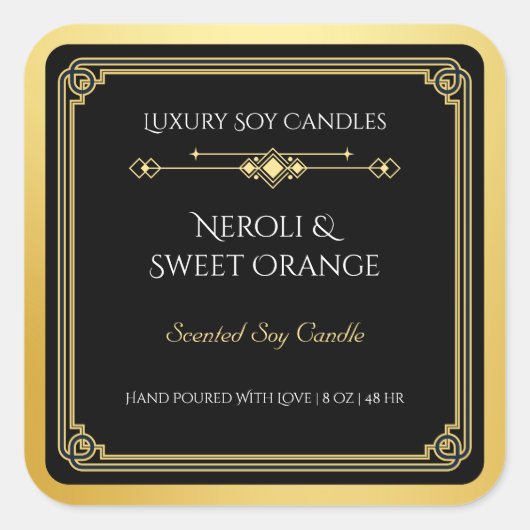 Elegant zwart en goud kaars Product Label (Voorkant)