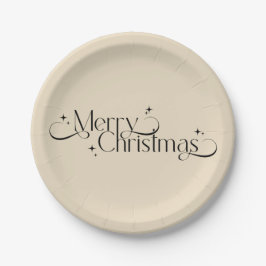 Elegant Zwart en Goud Kerst Papieren Bordje