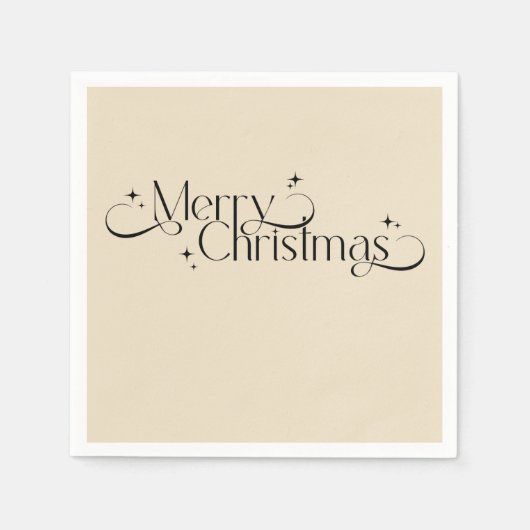 Elegant Zwart en Goud Kerst Servet (Voorkant)