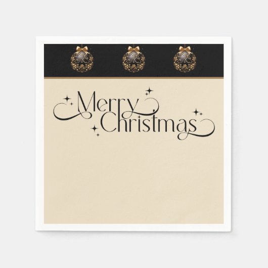  Elegant Zwart en Goud Kerst Servet (Voorkant)