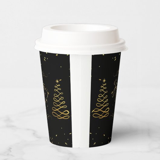 Elegant zwart en goud kerst vermakelijk papieren bekers (Rechts)